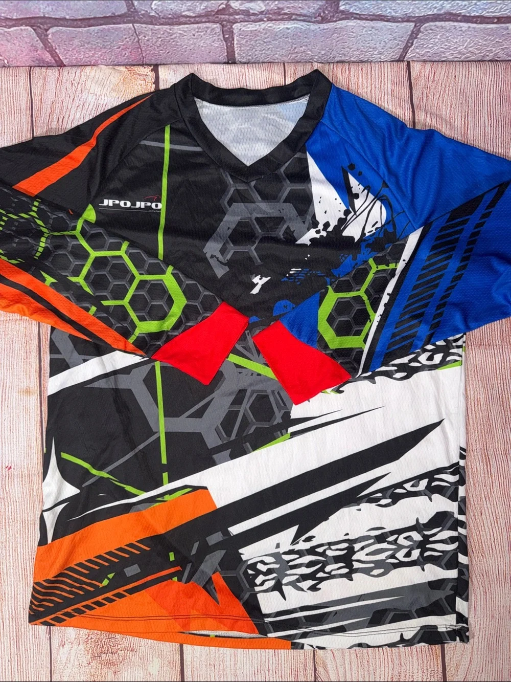 Motocross Jersey Men’s Large Black Blue Orange MX Dirt Bike Racing Shirt